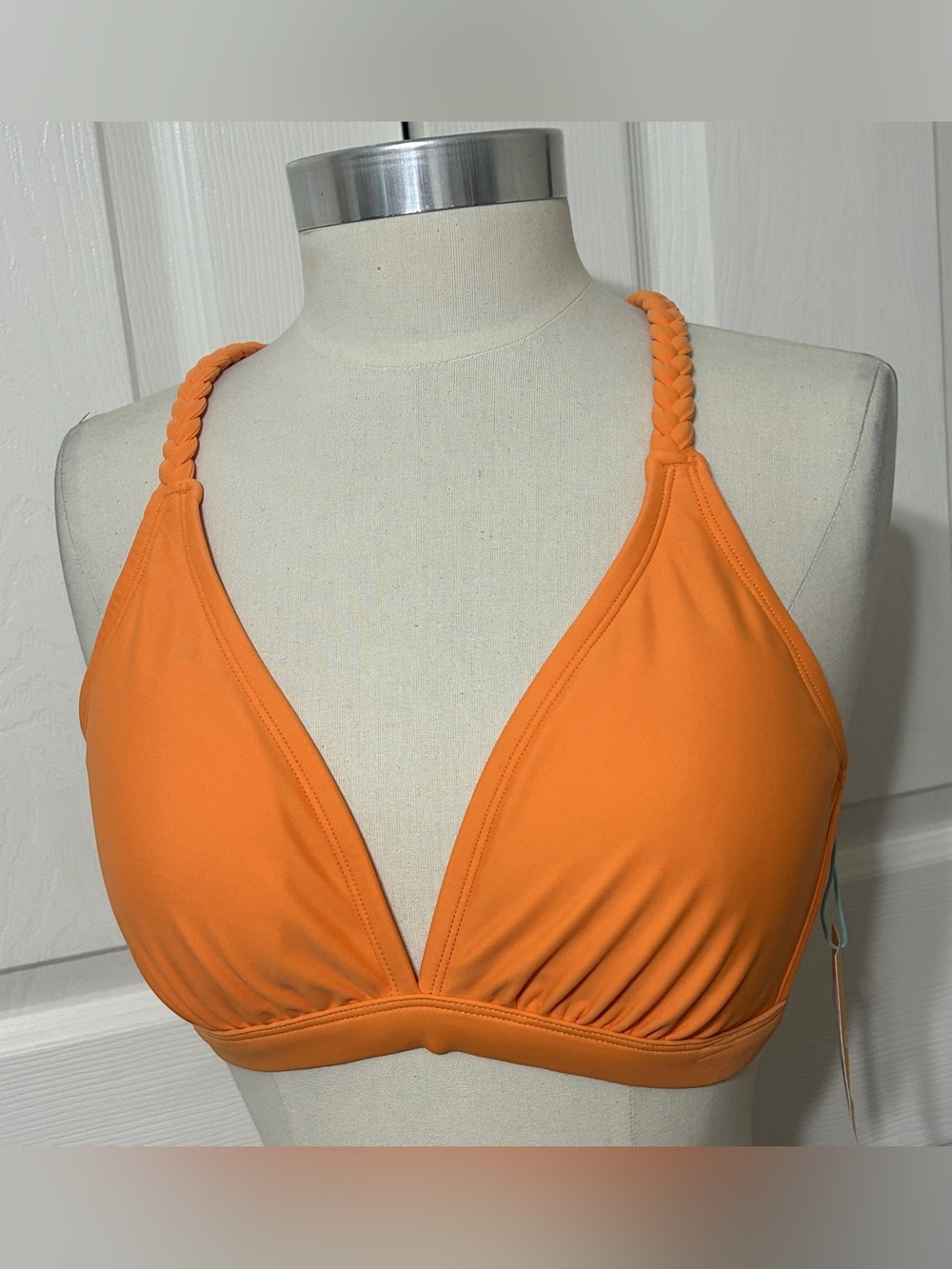 Kona Sol Womens Orange Bikini Top Braided Criss Crross NWT Size L (12-14)